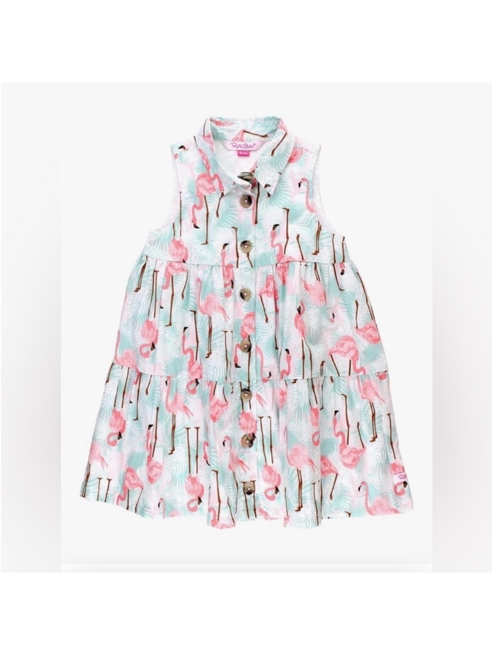 Ruffle Butts Tiered Shirt Dress in Vibrant Flamingo | 3T